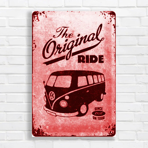 Vintage camper van - camper, red