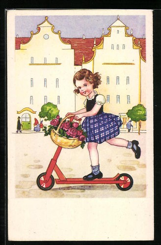 Artist little girl rides - little,