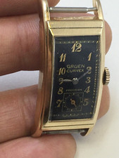 Vintage Gruen Curvex Precision Black dial 14k  Gold Filled Case 1936