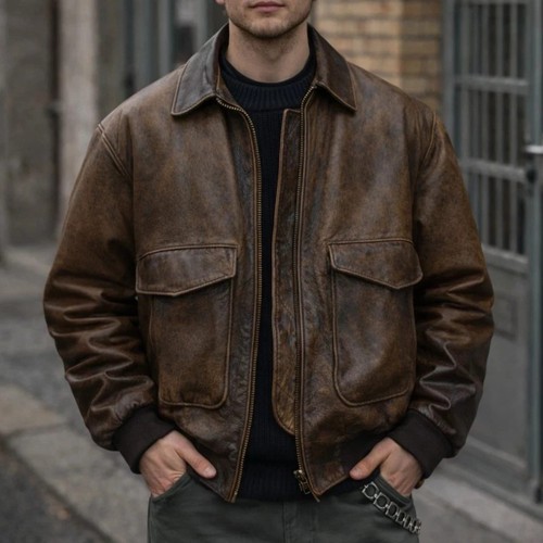 Distressed brown leather - brown,