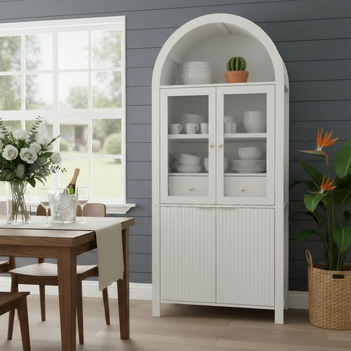 Fluted tall arched pantry - fluted,
