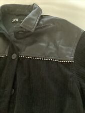 Zara Womens Black Cord /faux Leather Shacket Size L