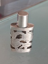 Vintage Sterling  Silver 2"  Perfume / Scent Bottle Overlay On Glass.
