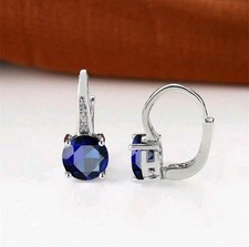 Blue Teal Green Red Purple Women’s Luxury 925 Silver Gold Crystal Hoop Earrings