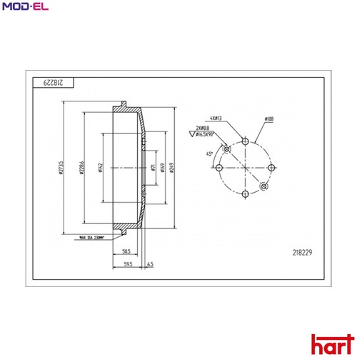 Brake drum 218 229 for - brake,