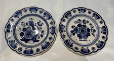 2x  Delft Gilde Hand painted  Wall Plates Depicting Basket Of Flower/bird