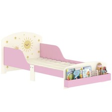 AIYAPLAY Toddler Bed, Sun-Themed Kids Bed Frame with Storage, Pink