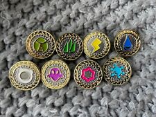 Complete 18 Gym badges Paldea Scarlet & Violet Pokemon Game Metal Pins Gold