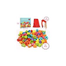 Montessori Educational Threading Toy Wooden String Lacing Beads 2-5 Year Kids