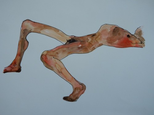 Watercolour painting male nude - painting,