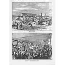 LIVERPOOL Opening of the Docks Overhead Electric Railway - Antique Print 1893