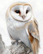 8x10 Barn Owl perched with