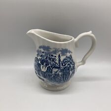 Vintage Royal Wessex Blue & White Pictorial Coach Scene Ceramic Creamer Milk Jug