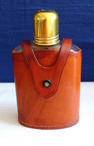 Glass hip flask real hide - glass,
