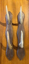 Taxidermy Vintage French Deer Antler Coat Hat Hook, On Wood
