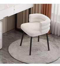 Teddy Velvet Upholstered Makeup Chair Petal Armchair Comfy Single Leisure Chair