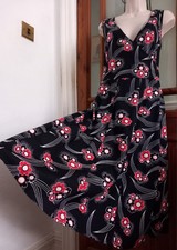 Vtg Look Red Herring Fit N Flare Tea Dress Size 16 Does 40s 50s Rockerbilly Boho