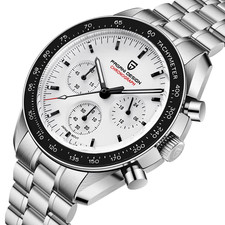 Pagani Design PD-1701 Silver Moonwatch Black Ceramic Chronograph Men's Watch