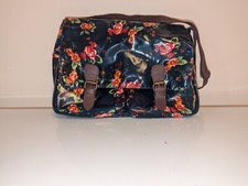 Blue Floral Oilcloth Shoulder Bag Satchel Bag Classic School College Bag Classic