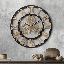 50cm Oversized Retro Wall Clock Roman Numerals | Silent Sweep Vintage Home Décor