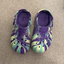 Crocs Classic Marbled Clogs Quartz/Multi colorway Fur Lined Purple Size 3 J3