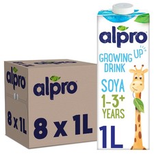 8 x 1L Alpro Growing Up 1-3+ Soya Drink Gluten Free Plant-Based with Calcium