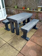 wooden sleeper garden table and benches