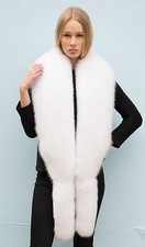 Royal Saga Furs Arctic Pure White Fox Fur Huge 86" Shoulder Wrap Stole Boa Cuffs
