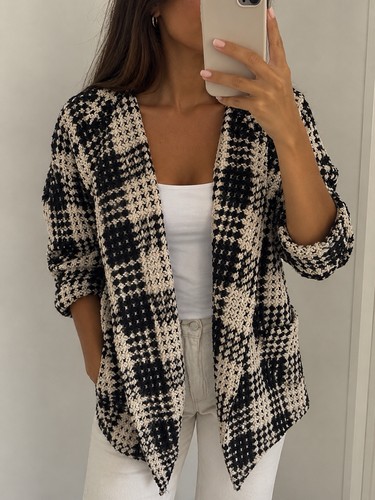 Black cream chunky knit - black,