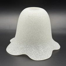 Vintage Bell Shape Lampshade Light Shade Glass White Scalloped Edge