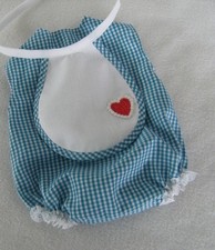 Turquoise check romper bib - turquoise,
