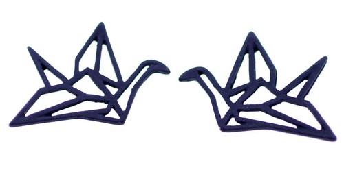 Black origami crane - black,
