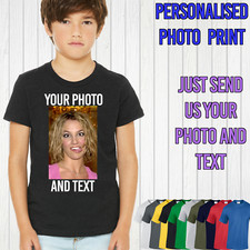 KIDS PRINTED T SHIRTS PHOTO PERSONALISED PRINTING LOGO TOP CUSTOM CHILDRENS BOYS