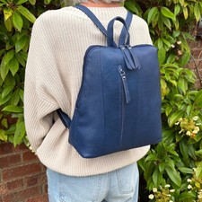 Rowallan Navy Blue Leather Backpack