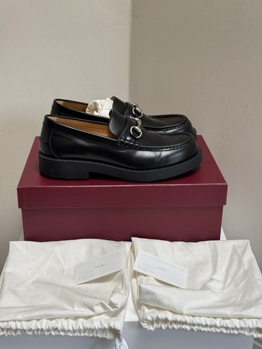Gucci black leather horsebit - black,