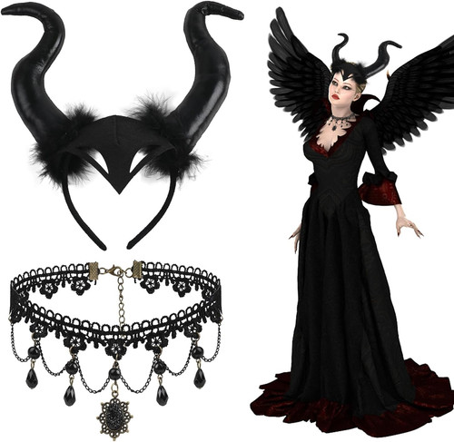 Black devil horn headband - devil, &