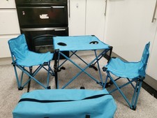 Camping Folding Chairs and Table Set for Kids Outdoor Garden