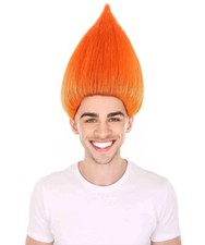 Orange Troll Wig Funny Costume Hair Accessory Crazy Spiky Halloween Cosplay