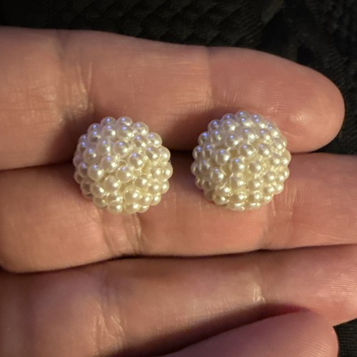 Faux pearl cluster earrings - cluster,
