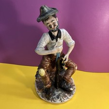 Vintage Collectible Capodimonte Figurine OLD MAN Hunting sat on wall made Italy