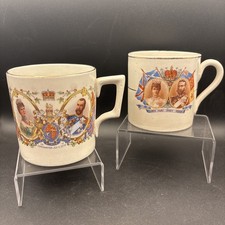 CORONATION GEROGE VI & MARY 1911 Patriotic Rare Pair TWO TYPES China Tea Mugs