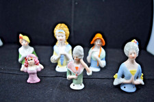 SIX VINTAGE PIN CUSHION PORCELAIN HALF DOLLS (6)