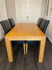 Solid Wood Dining Table with 4 Chairs In Brown Faux covers