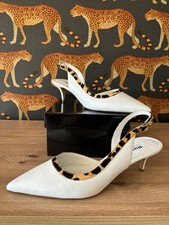 Dune White and Leopard Print Sling Back Shoes Size 8 (41) Brand New