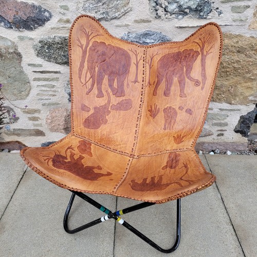 Leather hide butterfly wing - leather,