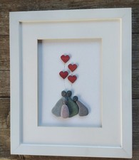 Family  pebble art framed