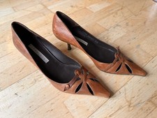 Pura Lopez Uk 6.5 EUR 39.5 Mid Brown Stilettos Pointy Toe Real Leather 6cm Heel