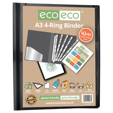 eco eco A3 Presentation 4 "D" Ring Portrait Binder 40mm Spine X 2
