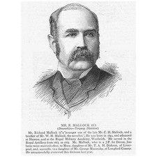 Richard Mallock MP for Torquay - Antique Print 1886