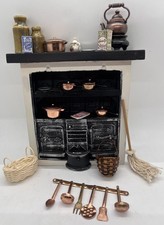 Dolls house Victorian aga oven range cooker & all accessories  in 1/12th 